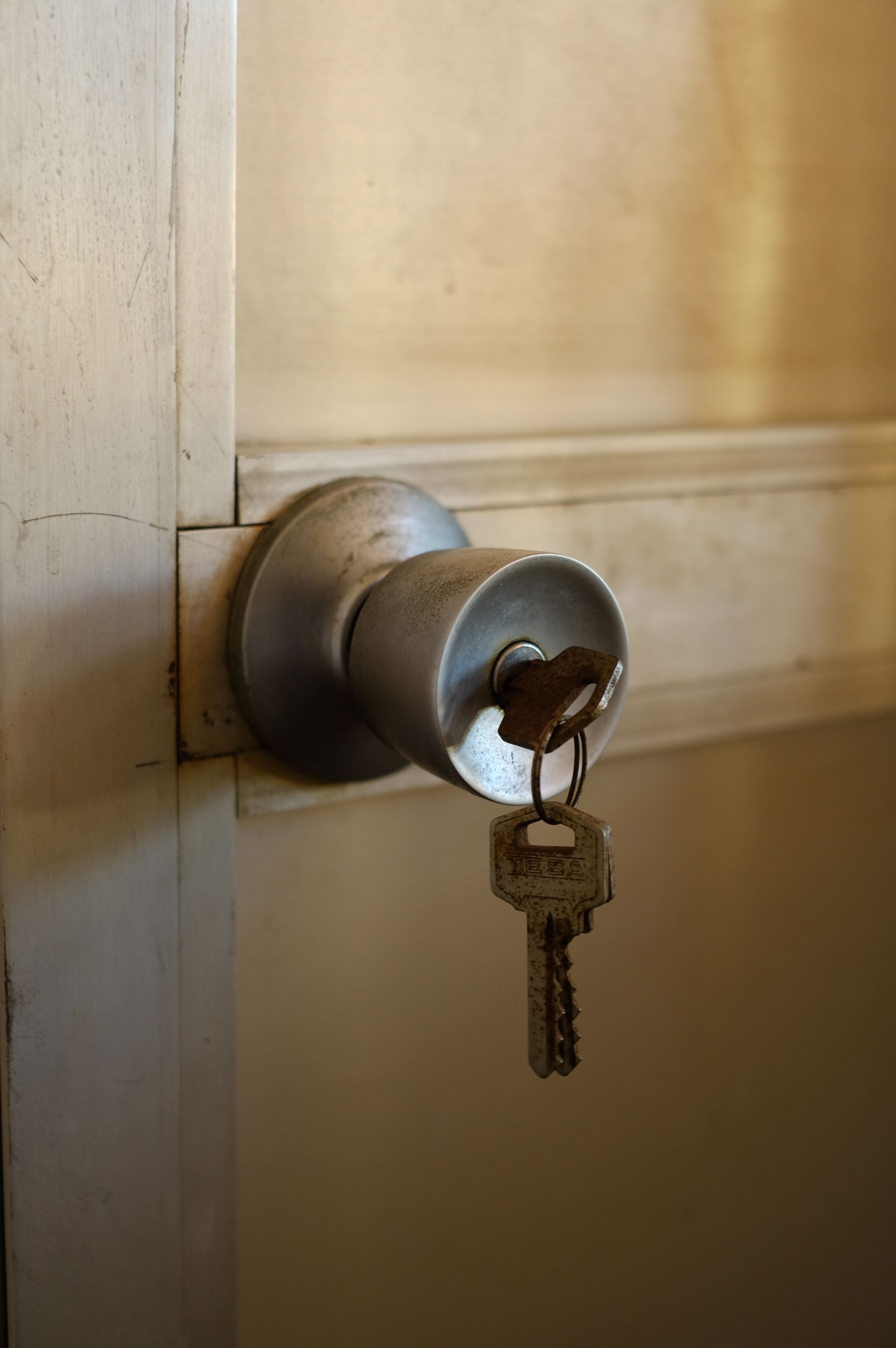 Key in a brass door knob